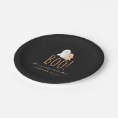 Zwart en Oranje Cute Ghosts Boo! Halloween Papieren Bordje (Gekanteld)