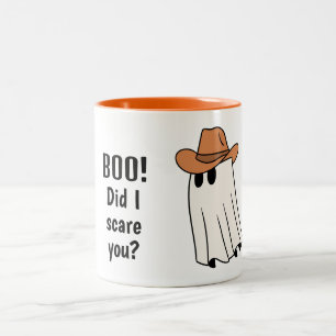 Zwart en oranje cute spook Halloween mok