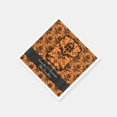 Zwart en oranje damast patroon servetten (Hoek)