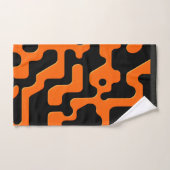 Zwart en oranje doolhof Abstract Geometrisch Patro Bad Handdoek (Handdoek)