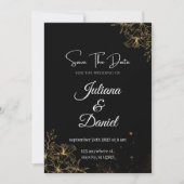 Zwart en Oranje Esthetische Bruiloft Uitnodigingen (Voorkant)