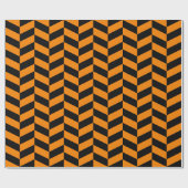 Zwart en Oranje Extra Groot Herringbone Cadeaupapier (Vlak)