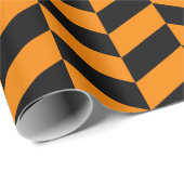 Zwart en Oranje Extra Groot Herringbone Cadeaupapier (Rol Hoek)