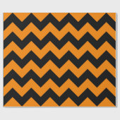 Zwart en Oranje Extra Grote Chevron Cadeaupapier (Vlak)