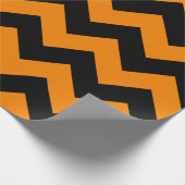 Zwart en Oranje Extra Grote Chevron Cadeaupapier (Hoek)