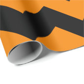 Zwart en Oranje Extra Grote Chevron Cadeaupapier (Rol Hoek)