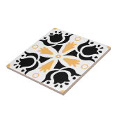 Zwart en Oranje gecompliceerd Floral patroon Tegeltje (Zijkant)