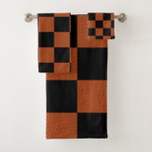 Zwart en Oranje Gecontroleerd vierkant buffel Bad Handdoek (Insitu)