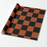 Zwart en Oranje Gecontroleerd vierkant buffel Cadeaupapier<br><div class="desc">aangepast verpakkingspapier</div>