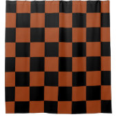 Zwart en Oranje Gecontroleerd vierkant buffel Douchegordijn (Voorkant)