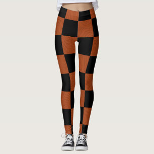 Zwart en Oranje Gecontroleerd vierkant buffel Leggings