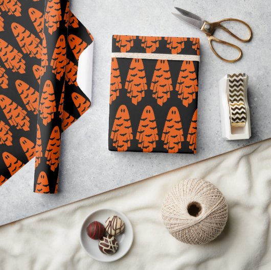 Zwart en Oranje Geest Cadeaupapier (Crafts)