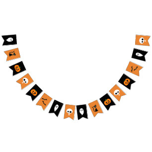 Zwart en Oranje geïllustreerd Halloween Banner