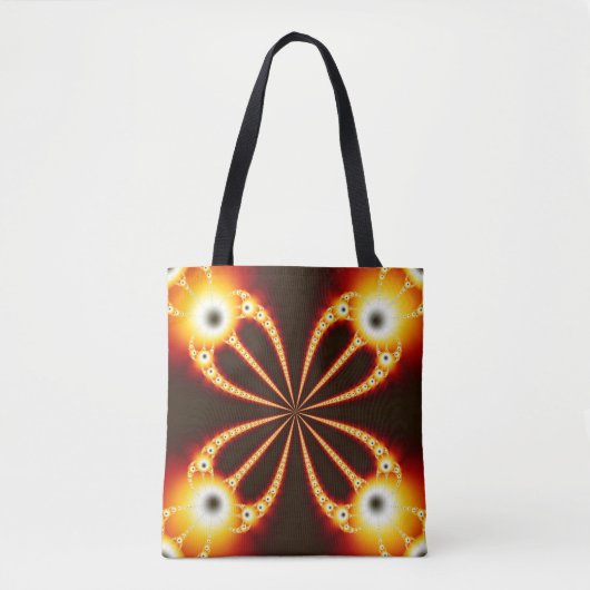 Zwart en Oranje geometrisch ontwerp Tote Bag (Voorkant)