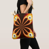 Zwart en Oranje geometrisch ontwerp Tote Bag (Dichtbij)