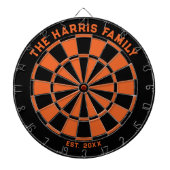 Zwart en Oranje gezinsdartboard met kunstwerken Dartbord (Voorkant)