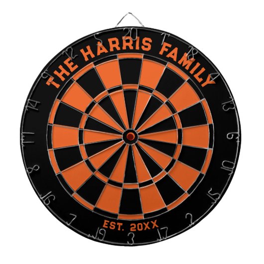 Zwart en Oranje gezinsdartboard met kunstwerken Dartbord (Voorkant)