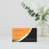 Zwart en Oranje Gold Decor met QR-Code Modern Visitekaartje (Staand voorkant)