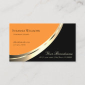 Zwart en Oranje Gold Decor met QR-Code Modern Visitekaartje (Voorkant)