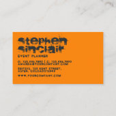 Zwart en Oranje Grunge Typografie Visitekaartje (Achterkant)