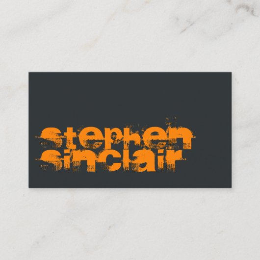 Zwart en Oranje Grunge Typografie Visitekaartje (Voorkant)