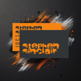 Zwart en Oranje Grunge Typografie Visitekaartje
