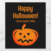 Zwart en oranje Halloween party wijnlabels Wijn Etiket (Enkel label)