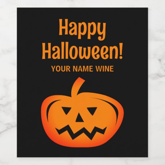 Zwart en oranje Halloween party wijnlabels Wijn Etiket (Enkel label)