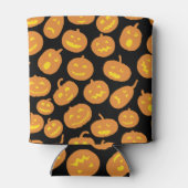 Zwart en Oranje Halloween pompoenpatroon Blikjeskoeler (Achterkant)