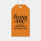 Zwart en Oranje Halloween Vrijgezellenfeest Dank u Cadeaulabel (Voorkant)