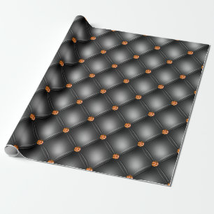Zwart en oranje juweel leerpatroon cadeaupapier