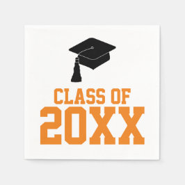 Zwart en Oranje Klasse van 2024 Graduation Party Servet