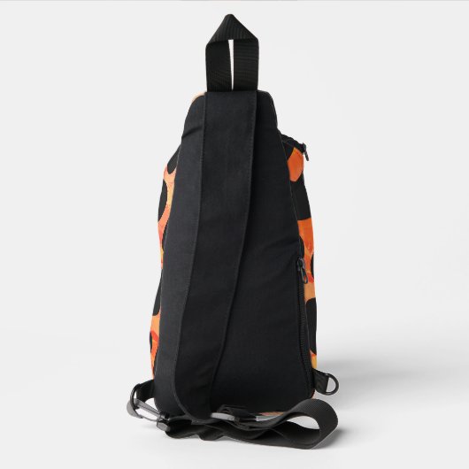 Zwart en Oranje Koe Print Sling Bag (Achterkant)