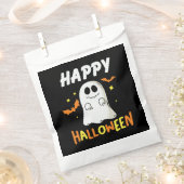 Zwart en Oranje met Ghost Happy Halloween Bedankzakje (Geknipt)