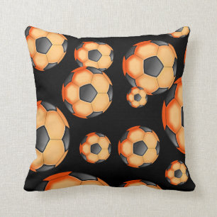 Zwart en oranje ontwerp voor Voetbal Kussen