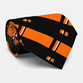 Zwart en oranje patroon stropdas (Opgerold)