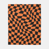 Zwart en Oranje psychedelisch geruite groovy grid Fleece Deken (Voorkant)