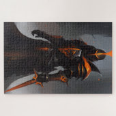zwart en oranje ridder puzzel legpuzzel (Horizontaal)