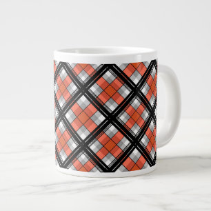 Zwart en oranje ruit grote koffiekop