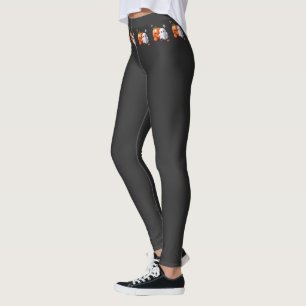 Zwart en oranje Schattig Gelukkig Halloween Leggings
