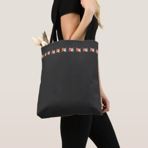 Zwart en oranje Schattig Gelukkig Halloween Tote Bag