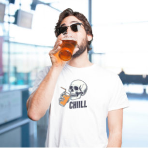 Zwart en Oranje Schedel Illustratie Kille T-shirt