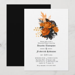 Zwart en oranje shabby bloemendiner ter voorbereid kaart