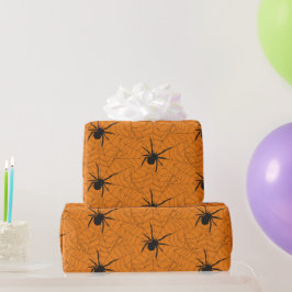 Zwart en oranje spinnenweb Halloween knutselwerk o Cadeaupapier