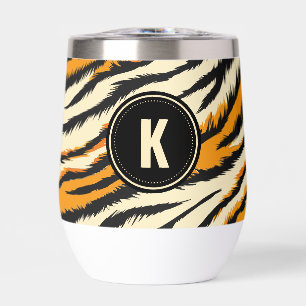 Zwart en oranje tijgerpatroon monogram