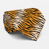 Zwart en oranje tijgerpatroon stropdas (Opgerold)