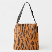 Zwart en Oranje tijgerprint Crossbody Tas (Achterkant)