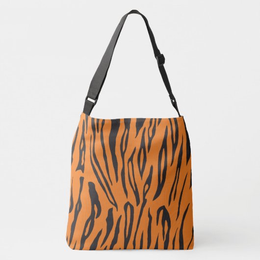 Zwart en Oranje tijgerprint Crossbody Tas (Achterkant)