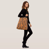 Zwart en Oranje tijgerprint Crossbody Tas (Op model)