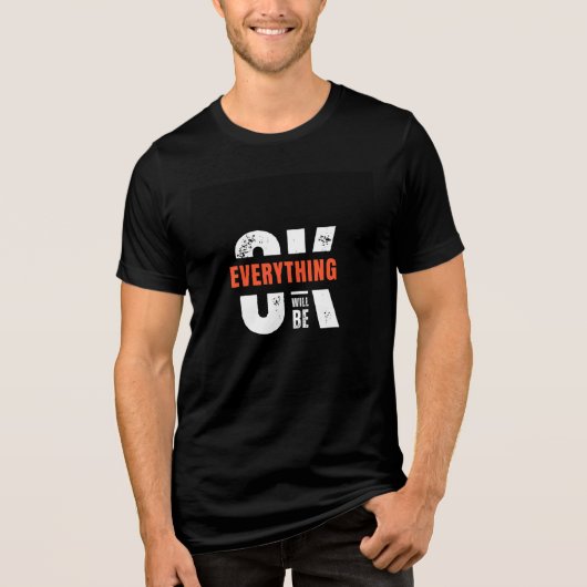 Zwart en Oranje Typografie T-shirt (Voorkant)